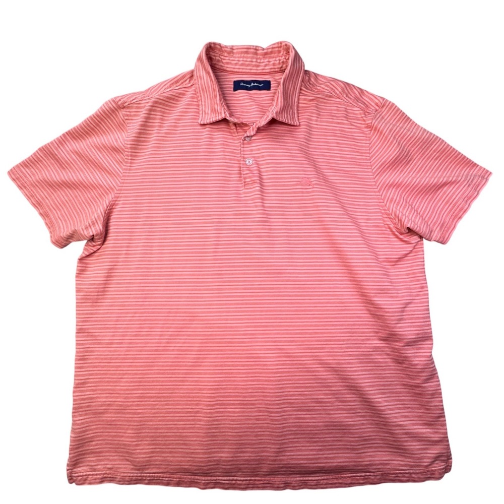 Tommy Bahama Mens XXL Coral Striped Pima Cotton Blend Short Sleeve Polo Shirt - Picture 3 of 9